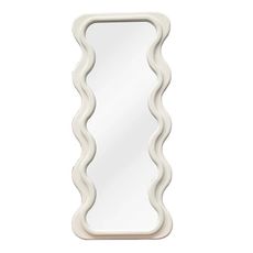 Estila Dizajnové art deco nástenné obdĺžnikové zrkadlo Swan s rámom v bielej farbe so zvlnenými bočnými stranami 160 cm