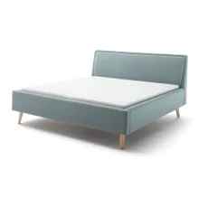 Modrosivá čalúnená dvojlôžková posteľ s úložným priestorom s roštom 160x200 cm Frieda – Meise Möbel