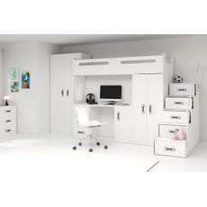 Vyvýšená poschodová posteľ MAX 4 - 200x80cm - Biela - Biela