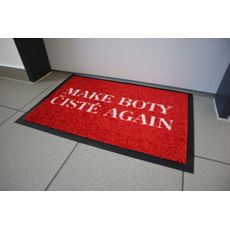 GDmats , Rohožka od TMBK: MAKE BOTY ČISTÉ AGAIN – na von aj na doma, 39x58, červená, chodba / predsieň