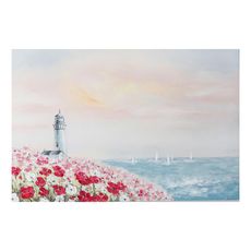 Obraz na plátne 80x120 cm Lucerna medzi kvetmi na pobreží