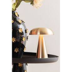 LED stmievateľná stolová lampa v zlatej farbe s kovovým tienidlom (výška 20,5 cm) Rachel – Leitmotiv