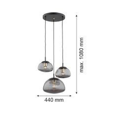 Argon 1493 - Luster na lanku TRINI 3xE27/15W/230V čierna