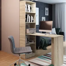 Písací stol s regálom B1 Kier, bílá