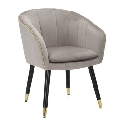 Estila Dizajnová glamour jedálenská stolička Aurelle s poťahom v sivej farbe so zlatým prešívaním 78 cm
