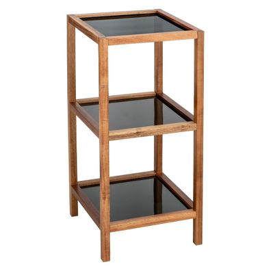 Sklenený kúpeľňový regál v čierno-prírodnej farbe 36x79 cm Fondi – Wenko