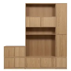 Modulárna knižnica v dekore duba v prírodnej farbe 227x243 cm Modulair – vtwonen