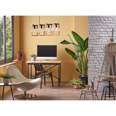 Klausen 114001 - Luster na lanku SERIES 4xE27/11W/230V drevo/čierna