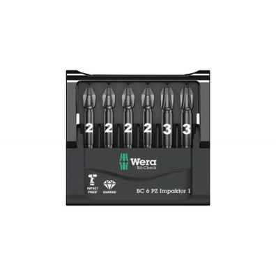 Wera 057692 Bity 1/4" Bit-Check 6 PZ Impaktor 1 (sada 6 kusov)