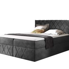 Wilsondo Čalúnená boxspring posteľ Paros Lux s vrchným matracom - tmavosivá Kronos Rozmer: 180x200