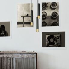 Luster na lanku NEST 3xGU10/8W/230V čierna/zlatá okrúhly