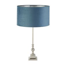 Searchlight EU81214TE - Stolná lampa WHITBY 1xE27/10W/230V modrá/chróm