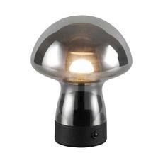 Sivá LED stolová lampa so skleneným tienidlom (výška 18 cm) Dooley – Trio