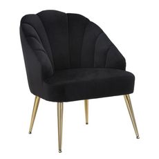 Estila Art deco čalúnené kreslo Salei so zamatovým poťahom s prešívaním v tvare mušle so zlatými kovovými nožičkami 84 cm