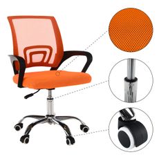 KONDELA Dex 2 New kancelárska stolička s podrúčkami oranžová / čierna / chróm