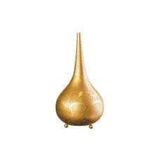 Estila Orientálna stolová lampa Fatima okrúhleho tvaru z kovu v zlatej farbe s perforáciou s tromi nožičkami 52 cm