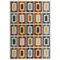 Flair Rugs koberce Ručne všívaný kusový koberec Illusion Retro Blocks Blue/Multi - 80x150 cm