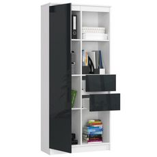 Regál R 80cm CLP R15 biela/grafit lesk