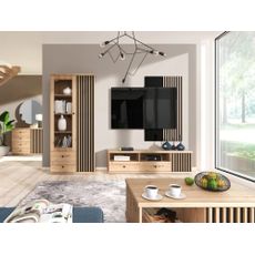 KONDELA Koli C-06 tv stolík dub artisan / čierna
