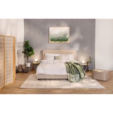 Béžová čalúnená dvojlôžková posteľ s úložným priestorom s matracom/s roštom 180x200 cm Myra Bold – Bonami Selection