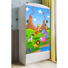 Kocot kids Detská skriňa Babydreams 90 cm safari biela
