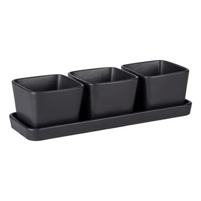 Matne čierne keramické servírovacie misy v súprave 3 ks Snack & Dip – Wenko