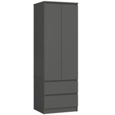 Ak furniture Šatní skříň STAR S 60 cm 2 dveře 2 zásuvky grafitově šedá