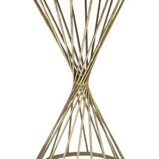 Estila Art deco príručný stolík Elizia so zlatou kovovou konštrukciou a okrúhlou zrkadlovou doskou so špirálovým dizajnom 70 cm