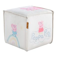Biely zamatový detský puf Peppa Pig – Roba