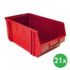 Plastové boxy BASIC, 205 x 335 x 149 mm, 21 ks, červené