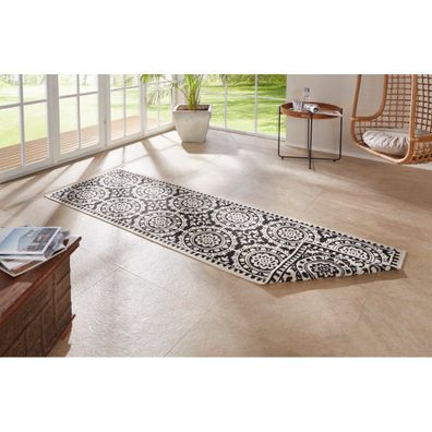 Čierno-krémový vonkajší koberec NORTHRUGS Jardin, 80 x 250 cm