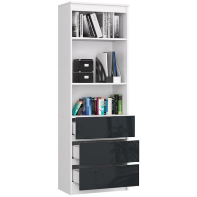 Regál R60 3SZ2P grafit lesk biela