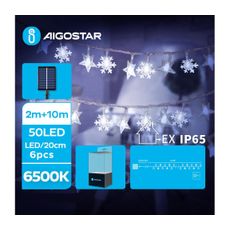 Aigostar - LED Solárna vianočná reťaz 50xLED/8 funkcií 12m IP65 studená biela