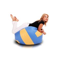 Sedací vak lopta volleyball ekokoža 290l TiaHome - Hnedá