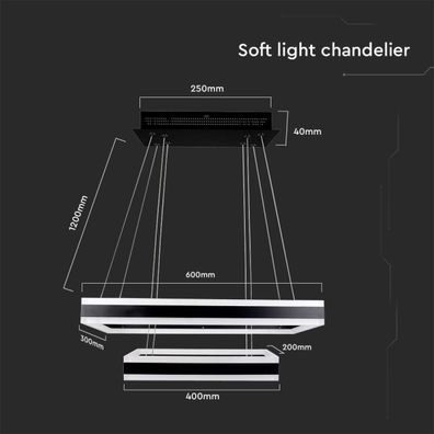 LED Stmievateľný luster na lanku LED/113W/230V 3000K čierna