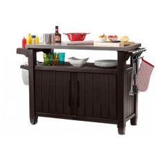 Keter Multifunkčný záhradný grilovací stolík UNITY XL 270 l hnedá, 134 x 52 x 90 cm