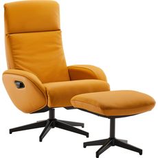 Livetastic RELAXAČNÉ KRESLO S PODNOŽKOU, textil, koža, žltá