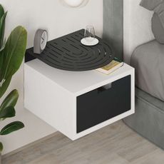 Závěsný noční stolek Houseland Oslo bílo-černý