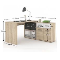 KONDELA Rafael New rohový pc stolík dub sonoma / biela