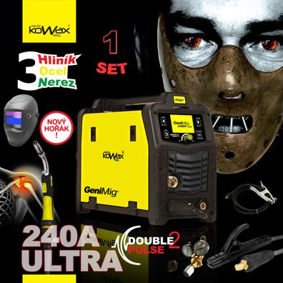 KOWAX GeniMig®240DP LCD SET 1a + Horák 4m + káble 3m + ventil + kukla