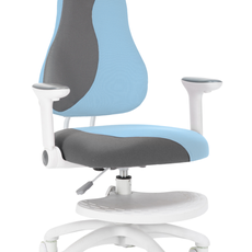 Detská rastúca stolička Neoseat KINDER WHITE PLUS — látka, šedá / svetlo modrá
