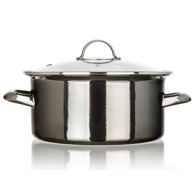 Banquet Hrniec smaltovaný METALLIC Black 22 cm, 3,75 l, s pokrievkou, 22 cm