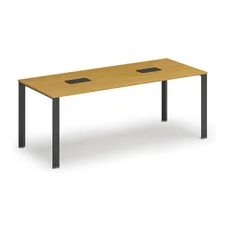 Stôl PRIMO INFINITY 2000 x 900 x 750, buk + 2x stolná zásuvka TYP I, čierna
