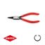 Kliešte na poistné krúžky 140 mm, vnútorné rovné. Knipex - 44 11 J1 - DIN 5265 C. Leštené, potiahnuté plastom