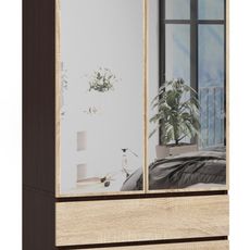 Ak furniture Šatníková skriňa Star so zrkadlom 90 cm wenge/dub sonoma
