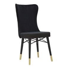 Estila Art deco jedálenská stolička Amara s textilným poťahom s geometrickým vzorom a čiernymi nožičkami so zlatými koncami 99 cm