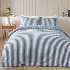 Modré flanelové obliečky na dvojlôžko 200x200 cm Stripe – Catherine Lansfield