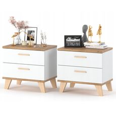 FoxBox Nočné stolíky Artisan biely/dub wotan 2x