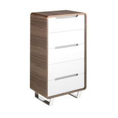 Estila Luxusná moderná komoda Bianco Noce v orechovej hnedej farbe s piatimi bielymi zásuvkami 108 cm