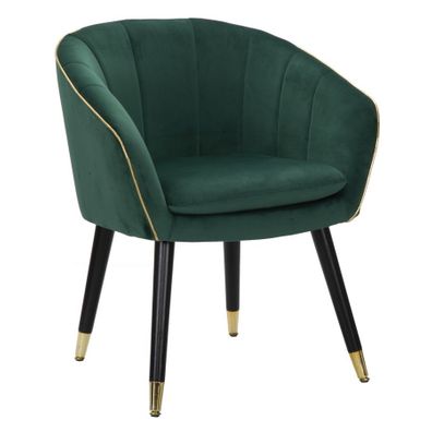 Estila Dizajnová jedálenská stolička Aurelle s poťahom v smaragdovej zelenej farbe so zlatými detailmi 78 cm
